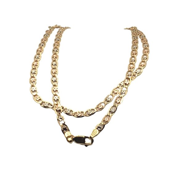 14k REAL GOLD Margarita Tricolor Chain 22" - Picture 9 of 15